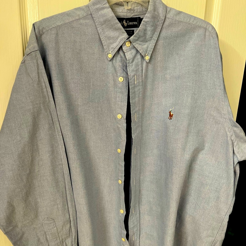 Menswear- Ralph Lauren button down long sleeve dress shirt.